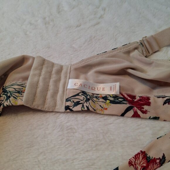 Cacique Lightly Lined Full Coverage Floral Demi Bra Sz 44D Underwire Whimsigoth - Picture 8 of 14